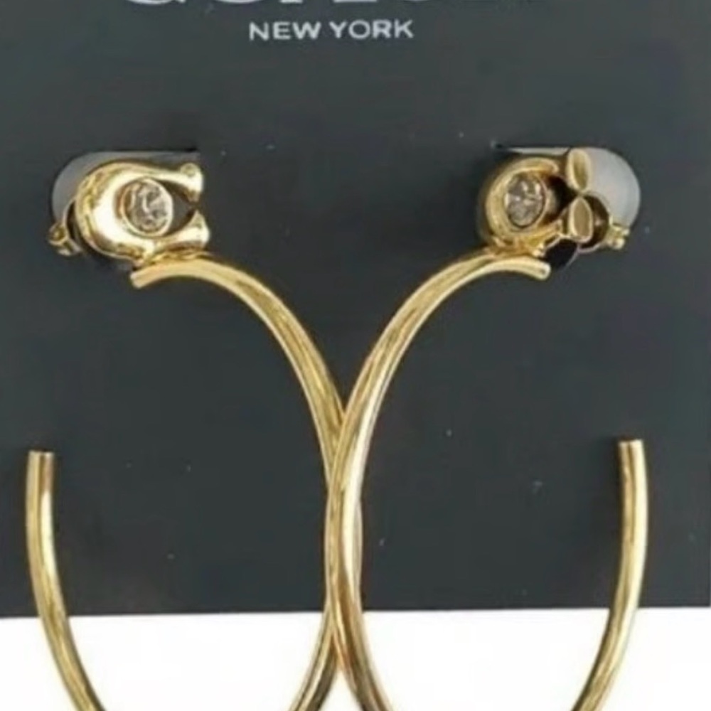 Coach Pave C Logo Hoop Earrings  - NWT - Picture 2 of 8
